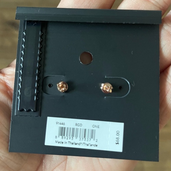 COACH-NWT Rose Gold, Crystal Signature “C” Earrings - Picture 9 of 10